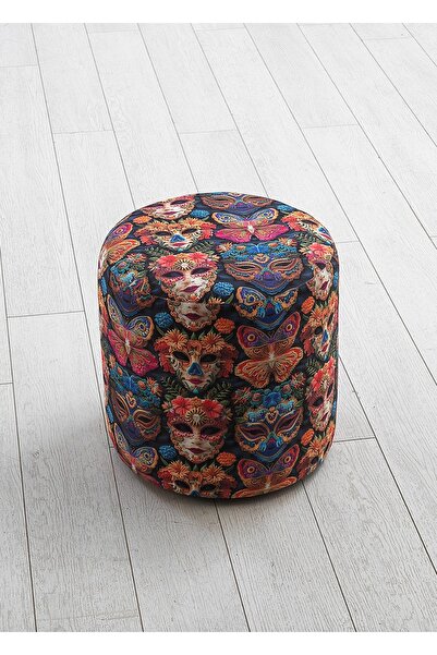PUFYCO Karnaval Maske Desenli 40*40 Yuvarlak Puf