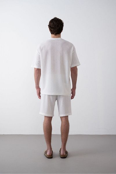 TÜZeMEN Textured Fabric Shorts