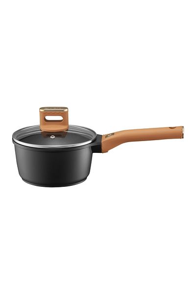 Ambition Saucepan with lid 16cm, 1.4L, Qualum Basic Stone Edition coating, Camel