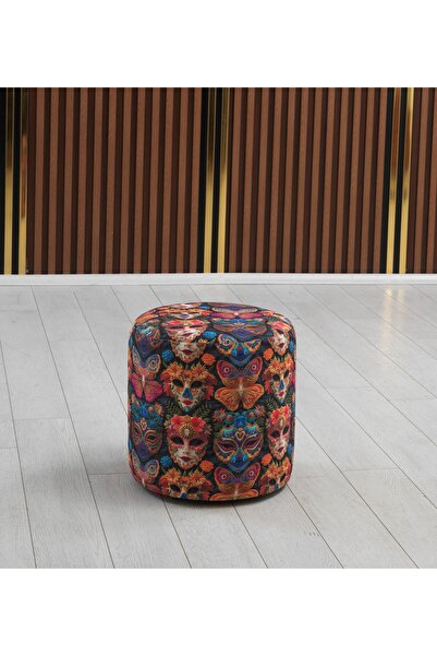 PUFYCO Karnaval Maske Desenli 40*40 Yuvarlak Puf