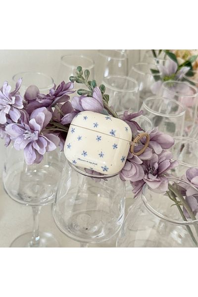 Choice For AirPods Pro 2 Beige Ins Spring Day Full Screen Blue Flower Pattern Earphone Case Cover for AirPo