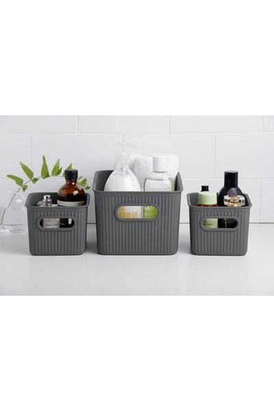 Tatay 3-Piece Impact Resistance Vertical Wavy Design Rectangular Multipurpose Storage Basket Set