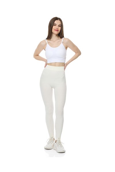 R&B Ivory RIBBED LEGGINGS-S-XL