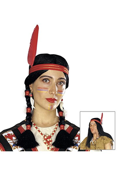 Skygo Indian Wig with Feather Braids Native American Wig
