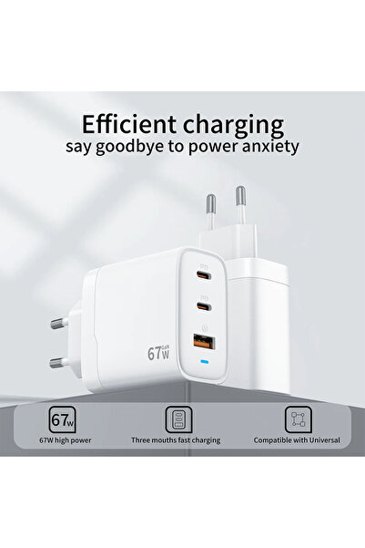 Protonust Yeni Nesil Orjinal 67w (WATT) Hızlı Şarj Aleti Adaptörü Pd Type-c Kablo Dahil GaN Teknolojisi