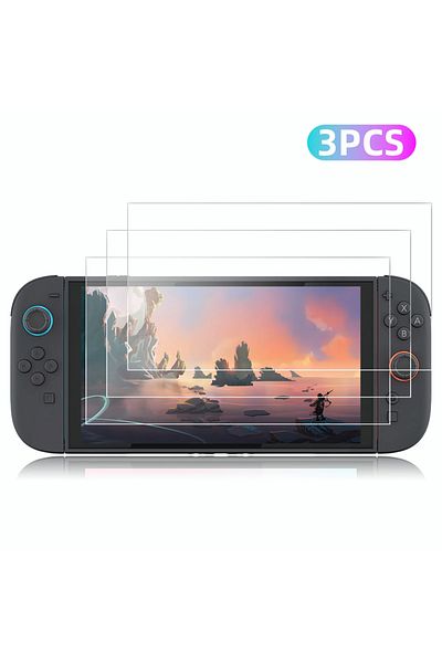 Choice 3 PCS Screen Protector Tempered Glass for Switch Nintendo 2 Model 2025，Transparent HD Clear Anti-Scr