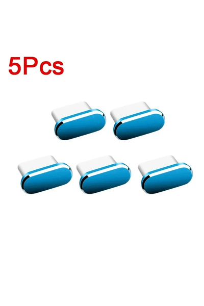 Choice 5pcs blue 1/5PCS Type C Metal Dust Plug For Universal Type-C Charging ...