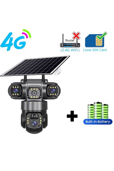 Choice كاميرا 4G بدون بطاقة V380 Pro 3 عدسة IP كاميرا تعمل بالطاقة الشمسية عالية الدقة 15 ميجابكسل خارجية مقاومة للماء CCTV رؤية ليلية اثنتان