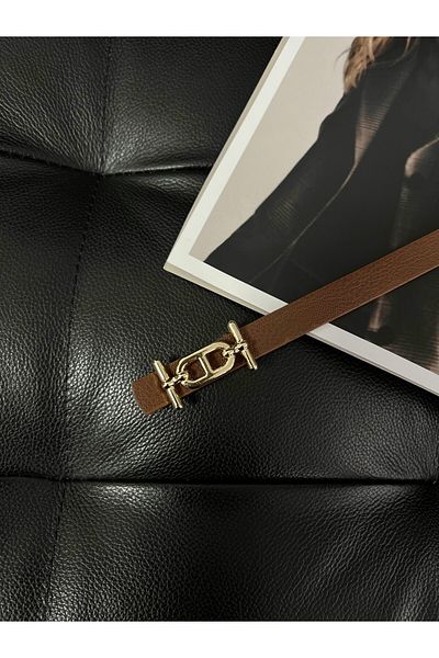 FioriModa Thin Belt with Gold Buckle, Trouser Belt, Shirt Belt, Jacket Belt