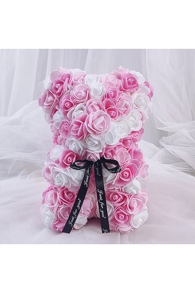 Choice Pink 1Pc Artificial Rose Bear, Artificial Rose Flower Bear Gift For Birthday,Valentines Day, Wedding
