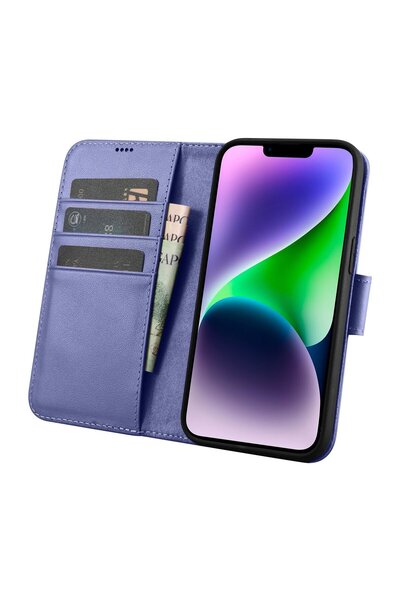 ICARER Husă portofel 2 în 1 din piele cu clapă pentru iPhone 14 Plus, anti-RF...