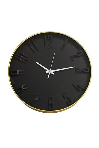 BLA BLA FOAM Round Wall Clock, Analog, Golden Frame, 40 cm
