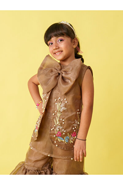 Maithili By Styli Embellished Organza Top and Palazzo Set