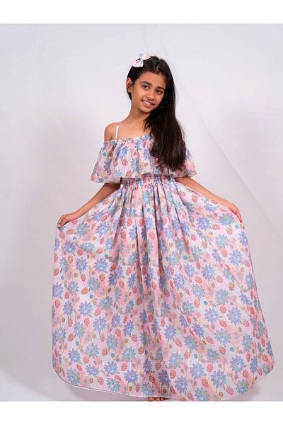 Maithili By Styli Printed A-Line Off Shoulder Maxi Dress