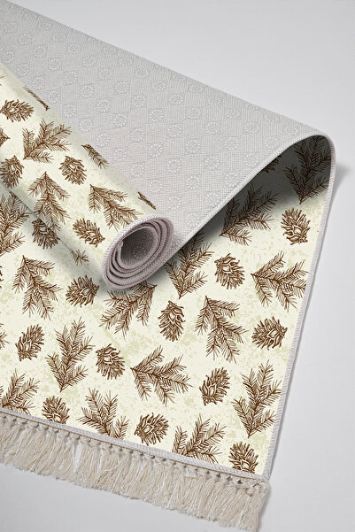 Alanur Home Non-Slip Base Djt Toilet Set Trend Fringed Vintage Al5013 Beige