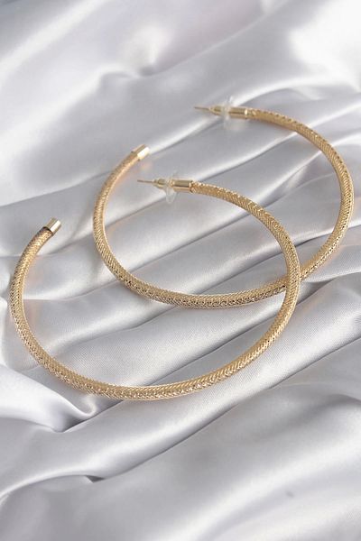 ALFA AKSESUAR 03 Brass Gold Color Straw Hoop Model Zircon Stone Detail Women's Earrings - TJ-BKP8505