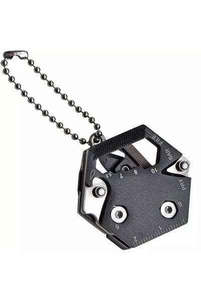 dalimag Multifunctional Keyring, Folding Pocket Knife, 7 Functions, Black,