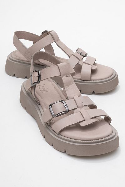 LuviShoes Melvin Stone Genuine Leather Women's Sandals