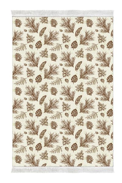 Alanur Home Αντιολισθητική βάση Djt Σετ τουαλέτας Star Leather Fringe Vintage AL5007 Μπεζ