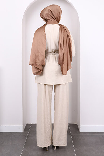 İmajButik Stone Front Draped Tunic Pants Suit