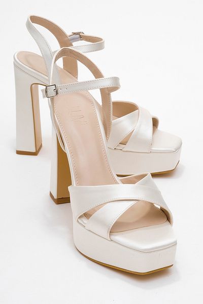 LuviShoes Yuli̇a Satin Cross Strap Women's Platform Heeled Shoes