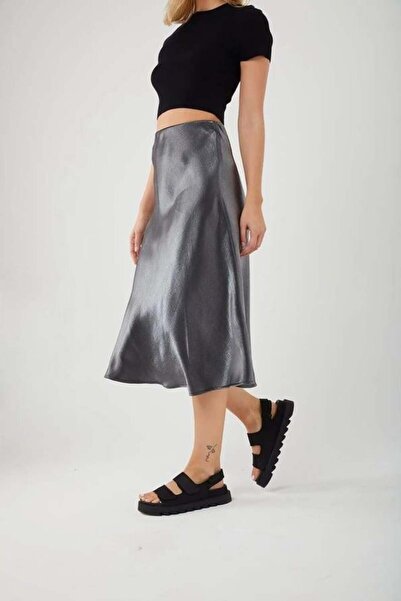Mixray 4430 Shiny Satin Skirt Black