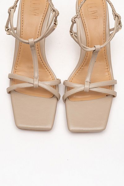 LuviShoes Gibson Beige Square Toe Women's Heeled Sandals