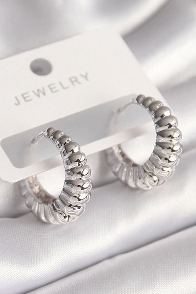 ALFA AKSESUAR 03 Brass Silver Color Spiral Hoop Model Women's Earrings - TJ-BKP8680