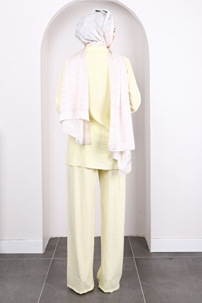İmajButik Yellow Front Tie Tunic Trouser Suit