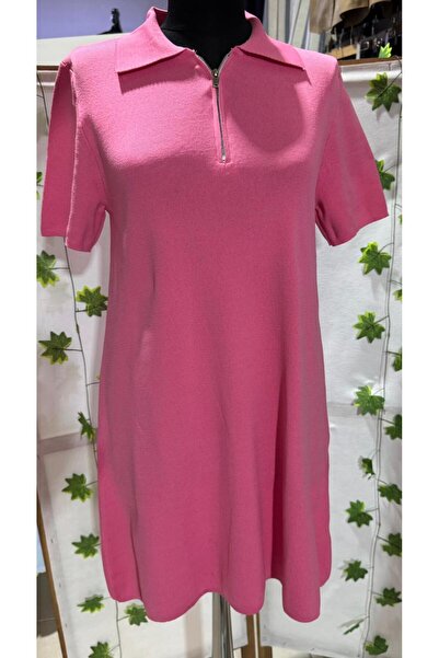 Butik Kadın Giyim Polo Yaka Çelik Kumaş Elbise