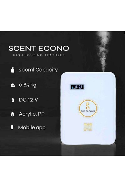 SF SCENTA FLORA Scent Econo Scent Diffuser | App Controlled |200 ml Capacity (White)