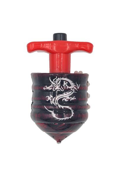 dalimag Jucărie interactivă cu titirez, muzică, efecte de lumină, model de dragon, roșu,