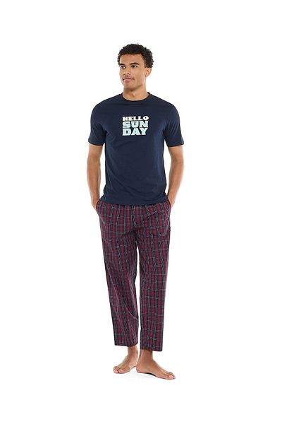 R&B Navy Blue MNW- KNITTED TEE WOVEN PANT-S-XXL