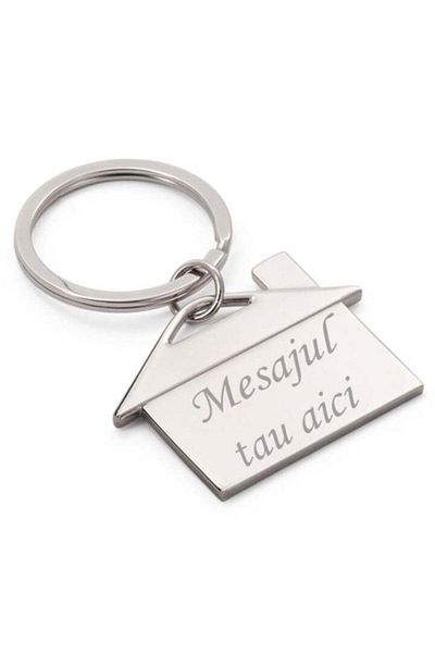 Graveaza iubirea Personalized Keychain House Shape Engraved with Your Message