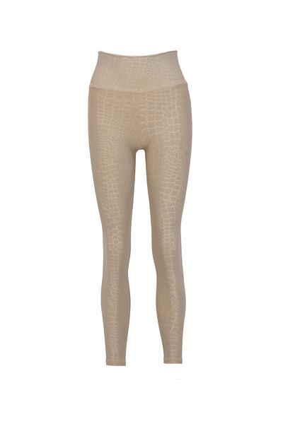 4upower High Waist Croco Patterned Sports Leggings – Beige