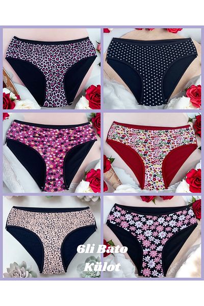 SATTENS 6 Grand Size Battal Panties - High Waist Bato Underwear Mixed Color