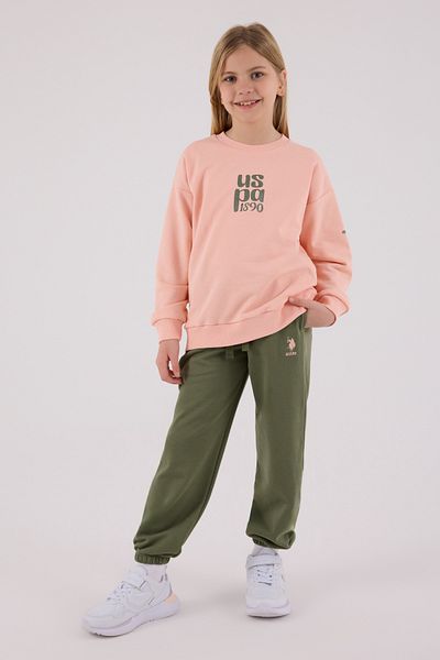 U.S. Polo Assn. Licensed Girls' Top and Bottom 2 Piece Tracksuit Set