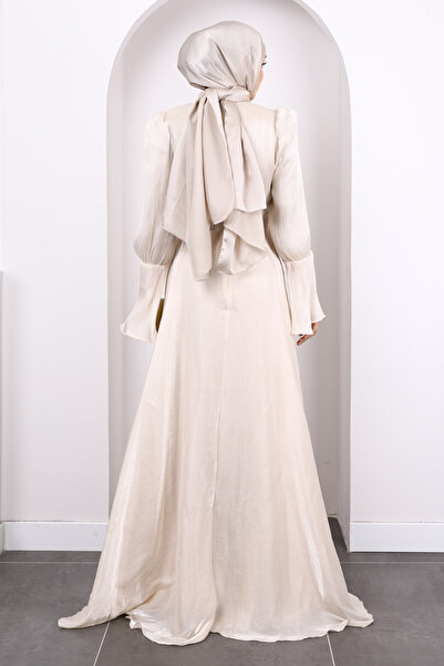 İmajButik Βραδινό φόρεμα με λεπτομέρεια από πέτρα μανίκια