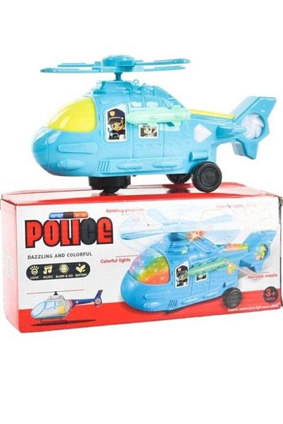 Toybox Battery Operated Police Helicopter Bump and Go Action Aircraft Toy For Kids