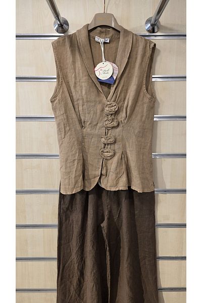 Park Moda Ιταλική λινή μπλούζα με απλικέ τριαντάφυλλο