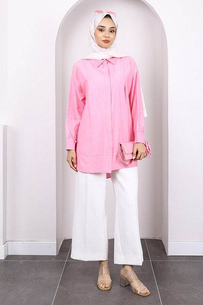 İmajButik Pink Sleeve Tie Tunic