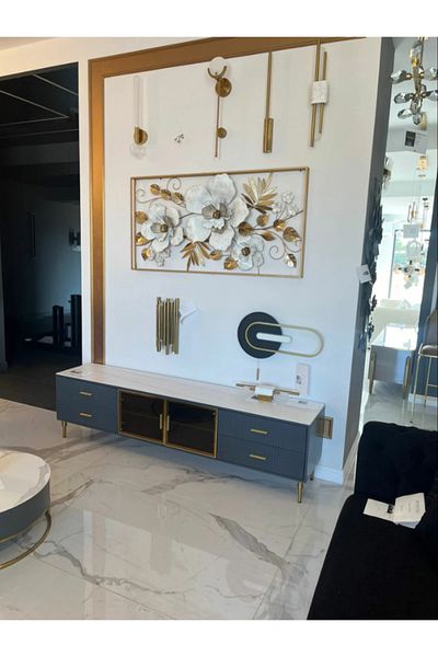LUXXO Decorațiune de perete, metalică, Grace, 135x69cm, auriu/alb