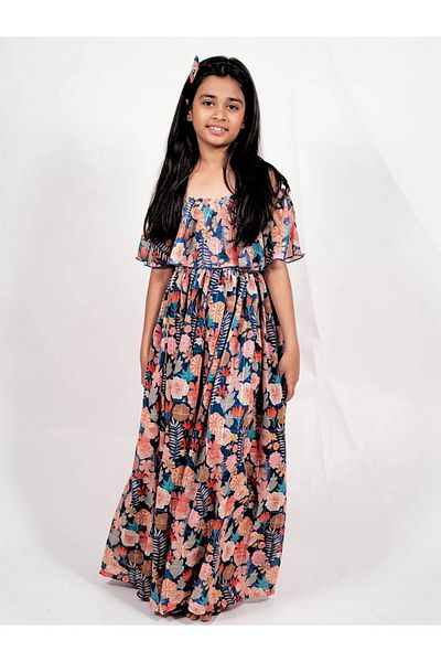 Maithili By Styli Printed A-Line Off Shoulder Maxi Dress