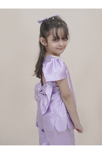 Maithili By Styli Faux Pearl Embellished Scallop Edge Top and Ombre Palazzo Set