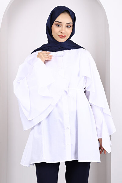 İmajButik Λευκό τουνίκ με κορδόνι μέσης