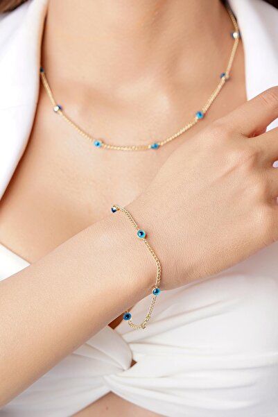 Fiyonk Kuyumculuk 14 Ayar Altın Gurmet Zincirde Göz Detaylı Set