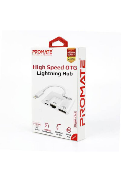 Promate Promate 3-in-1 High-Speed OTG Lightning Adapter, Includes USB 3.0 Port,