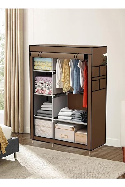 Primo Plus Portable Canvas Fabric Wardrobe Organizer 59.5x38x61.5 Cm