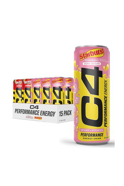 Cellucor C4 Energy Drink, Starburst Strawberry, Carbonated Sugar Free Pre Workout Drink, (Pack of 12)