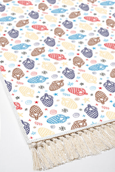 Alanur Home Non-Slip Base Djt Toilet Set Star Leather Fringed Children Al5006 White